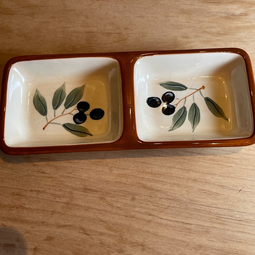 Inspirado StoneLite Clay‎ Olive Divided Serving Dish Brown Bream Ceramic